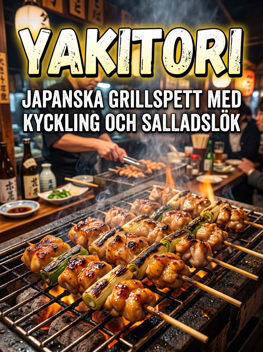 Yakitori: japanska grillspett med kyckling och salladslök